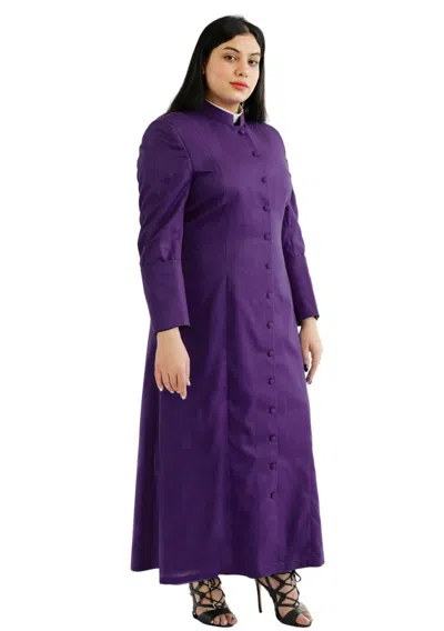 Pre-owned 100% Ladies Clergy Graceful Clergy Robe For Female Bishop – Purple With Belt