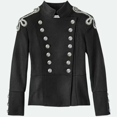 Pre-owned 100% Ladies Scottish Wool Braid Jacket Women Scottish Wool Braid Jacket In Black
