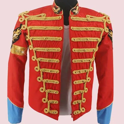 Pre-owned 100% Mans Fashion Jacket, Michael Jackson Red British Army Jacket