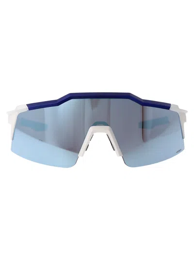 100% Matte White/metallic Blue - Hiper Blue Multilayer Mirror Lens Acetate Sunglasses In Pink