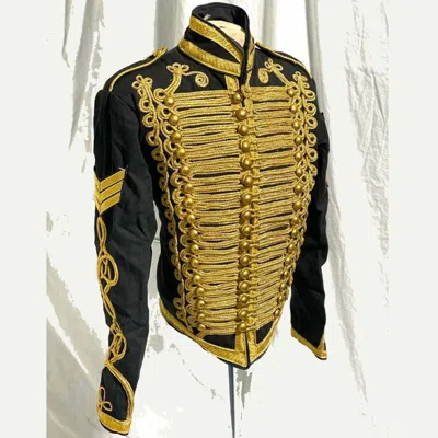 Pre-owned 100% Men's Black Ceremonial Gold Braiding Hussar Jacket