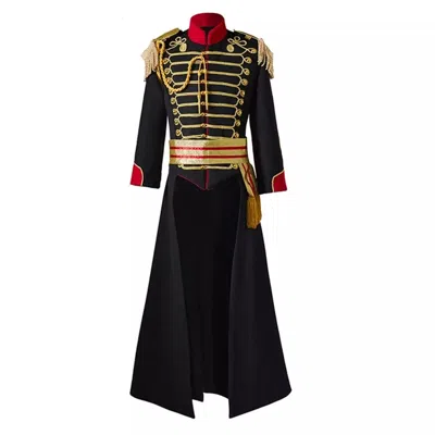 Pre-owned 100% Men Black Cosplaydiy General Military Hussar Tailcoat Woolen Coat