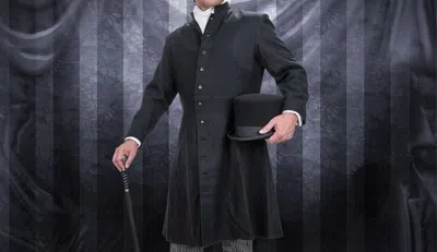Pre-owned 100% Men's Black Wool London Museum Frock Coat