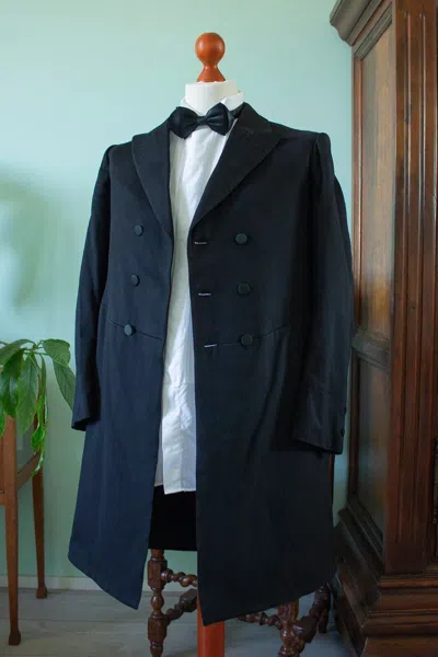 Pre-owned 100% Men's Black Wool London Victorian Frock Coat