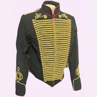 Pre-owned 100% Men Ceremonial Hussar Black Military Jacket