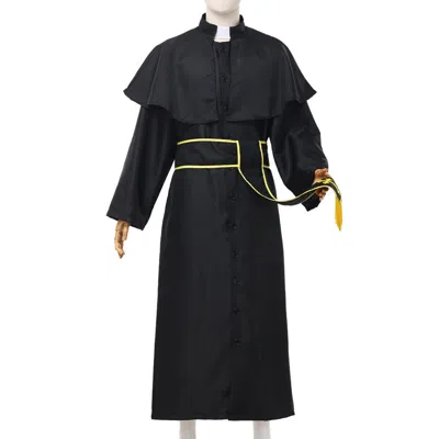 Pre-owned 100% Men's Clergy Robe With Belt Halloween Holy Priest Costume For Adult Cosplay In Black