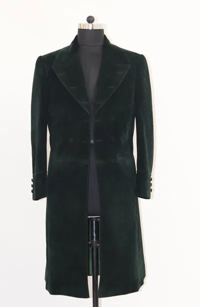 Pre-owned 100% Men's Dark Green Velvet Frock Coat