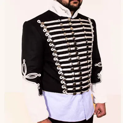 Pre-owned 100% Men's Fashion Black Braid Jacket, Napoleonic Prussian Hussars Jacket