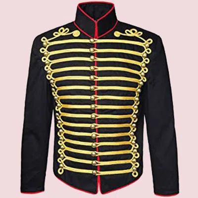 Pre-owned 100% Men's Fashion Braid Jacket, John Smith Gold Embroidery Black Military Jacket