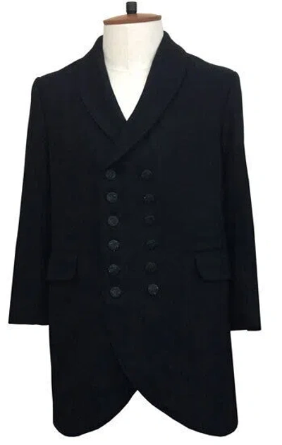 Pre-owned 100% Men's Fashion Long Black Frock Coat