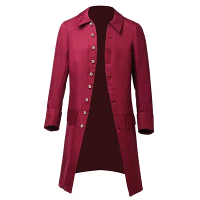 Pre-owned 100% Men Frock Coat Military Trench Coat Victorian Outwear Carnival Coat In Red
