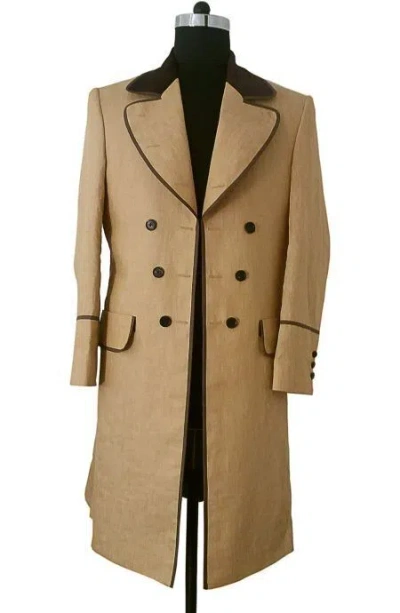 Pre-owned 100% Men's Frock Coats Boutique Fit - Western Coat In Beige
