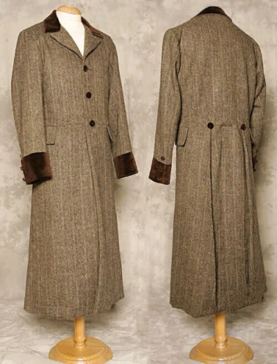 Pre-owned 100% Men's Full Length Frock Coat In Brown