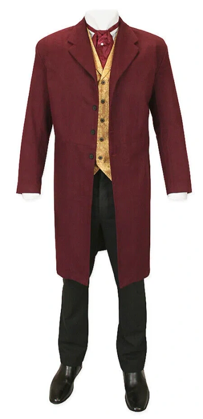 Pre-owned 100% Men's Gillespie Brushed Wool Frock Coat In Mehroon