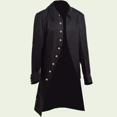 Pre-owned 100% Men's Gothic Steampunk Coat Military Victorian Vintage Trench Coat In Black
