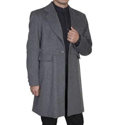 Pre-owned 100% Men's Gray Wool Blend Frock Coat