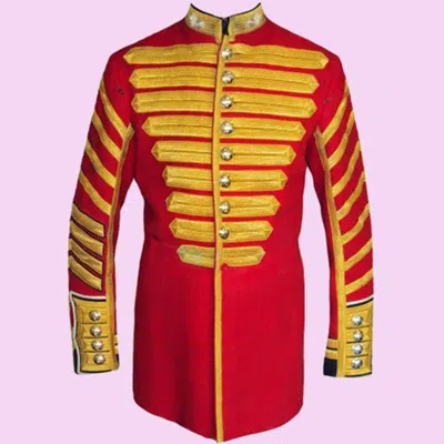Pre-owned 100% Men's Grenadier Guards Drum Major Jacket, Men's Fashion Braided Jacket In Red