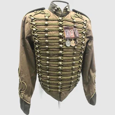 Pre-owned 100% Men's Military Army Brown Hussar Jacket