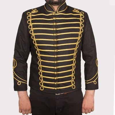 Pre-owned 100% Men's Military Gothic Officer Drummer Parade Marching Band Jacket In Black