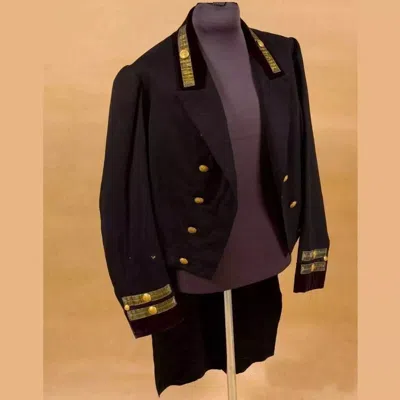 Pre-owned 100% Men's Navy Blue Court Uniform With Gold Braiding Wool Coat