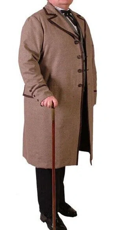 Pre-owned 100% Men's Single Breasted Taped Edge Frock Coat In Brown