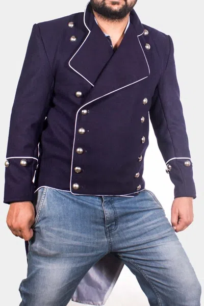 Pre-owned 100% Men's Undress Lieutenants Tailcoat, C.1805. Made From Heavy Navy Wool Coat In Blue