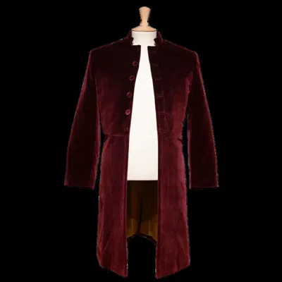 Pre-owned 100% Men's Wine Velvet Frock Coat In Red