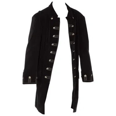 Pre-owned 100% Mens 18th Century Style Velvet Frock Coat In Black