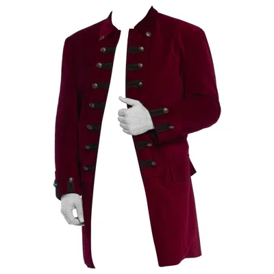 Pre-owned 100% Mens 18th Century Style Velvet Frock Coat In Red