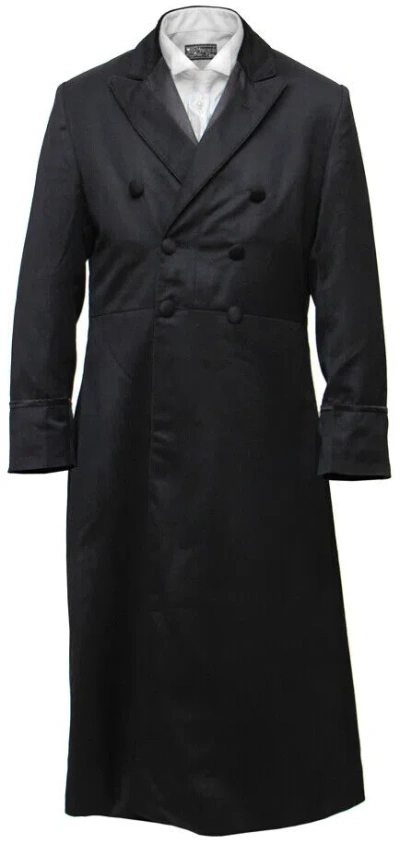 Pre-owned 100% Mens Black Cotton Victorian Frock Coat