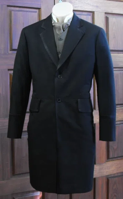 Pre-owned 100% Mens Black Wool Edwardian Frock Coat