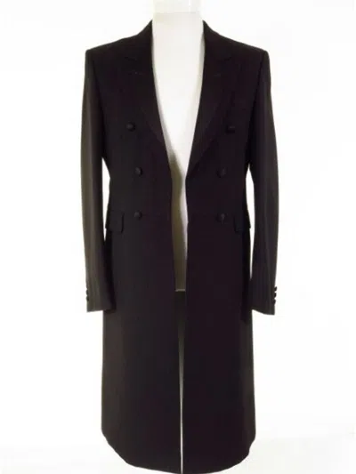 Pre-owned 100% Mens Black Wool Frock Coat