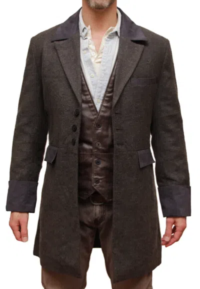 Pre-owned 100% Mens Dark Brown Wool Cullen Frock Coat
