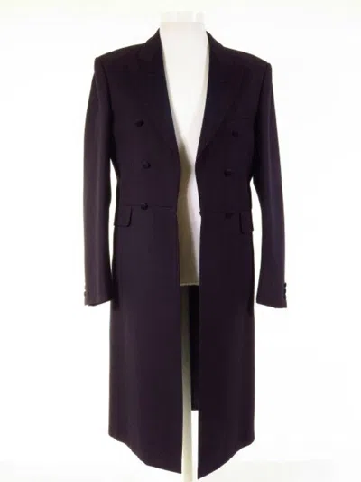Pre-owned 100% Mens Navy Blue Wool Frock Coat