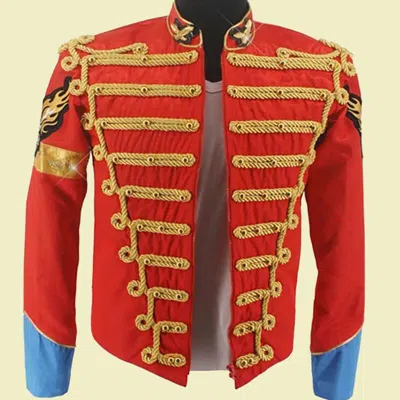 Pre-owned 100% Michael Jackson Red And Blue Military Hussar Jacket, Michael Jackson Jacket