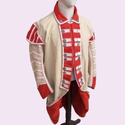 Pre-owned 100% Musician's Coat Revolutionary War Men's Off White With Red Facing