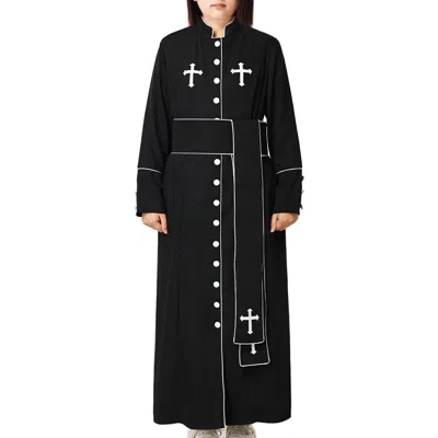 Pre-owned 100% Priest Women's Cassock Pastor Robe Church Robe Clergy Ladies Roman Cassock Belt In Black