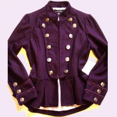 Pre-owned 100% Purple Ladies Wool Braid Jacket Purple Ladies Wool Braid Jacket