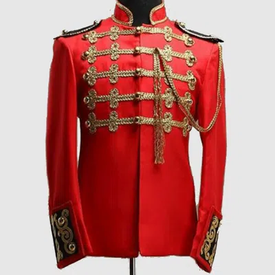 Pre-owned 100% Red Rouge General Royal Court Synthetic Military Tunic Jacket