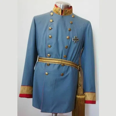 Pre-owned 100% Royal Military Staff Tunic Napoleonic Coat In Blue