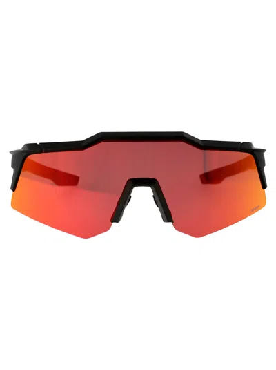 100% Soft Tact Black - Hiper Red Multilayer Mirror Lens Acetate Sunglasses