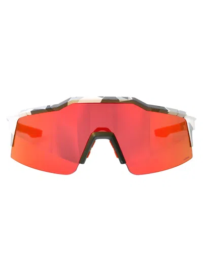 100% Speedcraft Sl Sunglasses In Soft Tact Grey Camo - Hiper Red Multilayer Mirror Lens