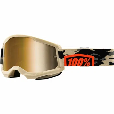 100% Sunglasses 100 % Downhill Strata 2 Goggle Kombat Beige One Size Motocross Gbby2 In Brown