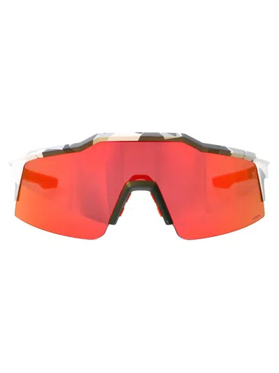 100% Speedcraft Sl Sunglasses In Soft Tact Grey Camo - Hiper Red Multilayer Mirror Lens