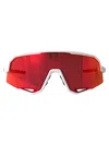 100% Matte White Polycarbonate Sunglasses In Red