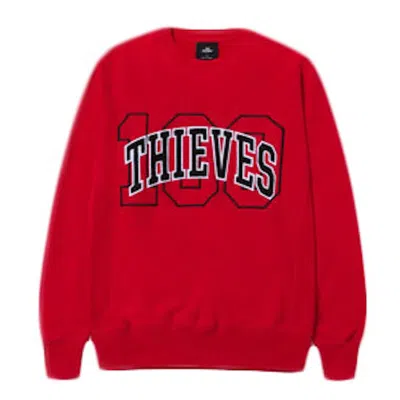 Pre-owned 100 Thieves Men's  Alumni Collection Team Crewneck Sweatshirt In Red