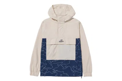 Pre-owned 100 Thieves Men's  Foundations Geoprint Anorak In Jacket Bone/navy Blue In Multi
