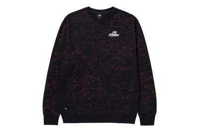 Pre-owned 100 Thieves Men's  Foundations Geoprint Crewneck Sweatshirt In Black/red In Multi