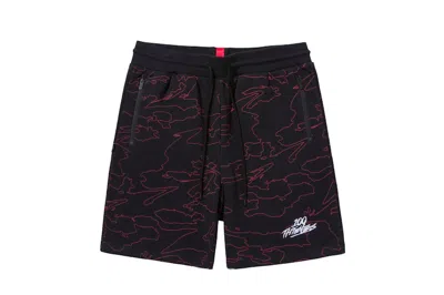 Pre-owned 100 Thieves Men's  Foundations Geoprint Fleece Short In Black/red In Multi