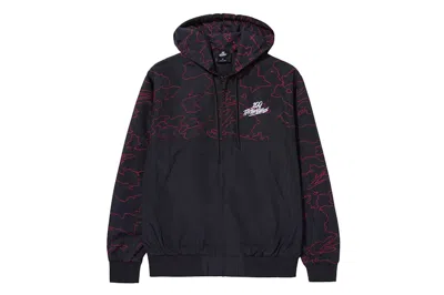 Pre-owned 100 Thieves Men's  Foundations Geoprint Windbreaker In Black/red In Multi